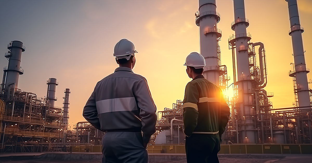 industrial operators in refinery